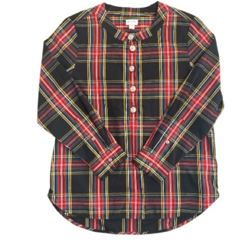 J. Crew factory XS  Plaid Button Down Shirt - Red, Yellow, and Black
